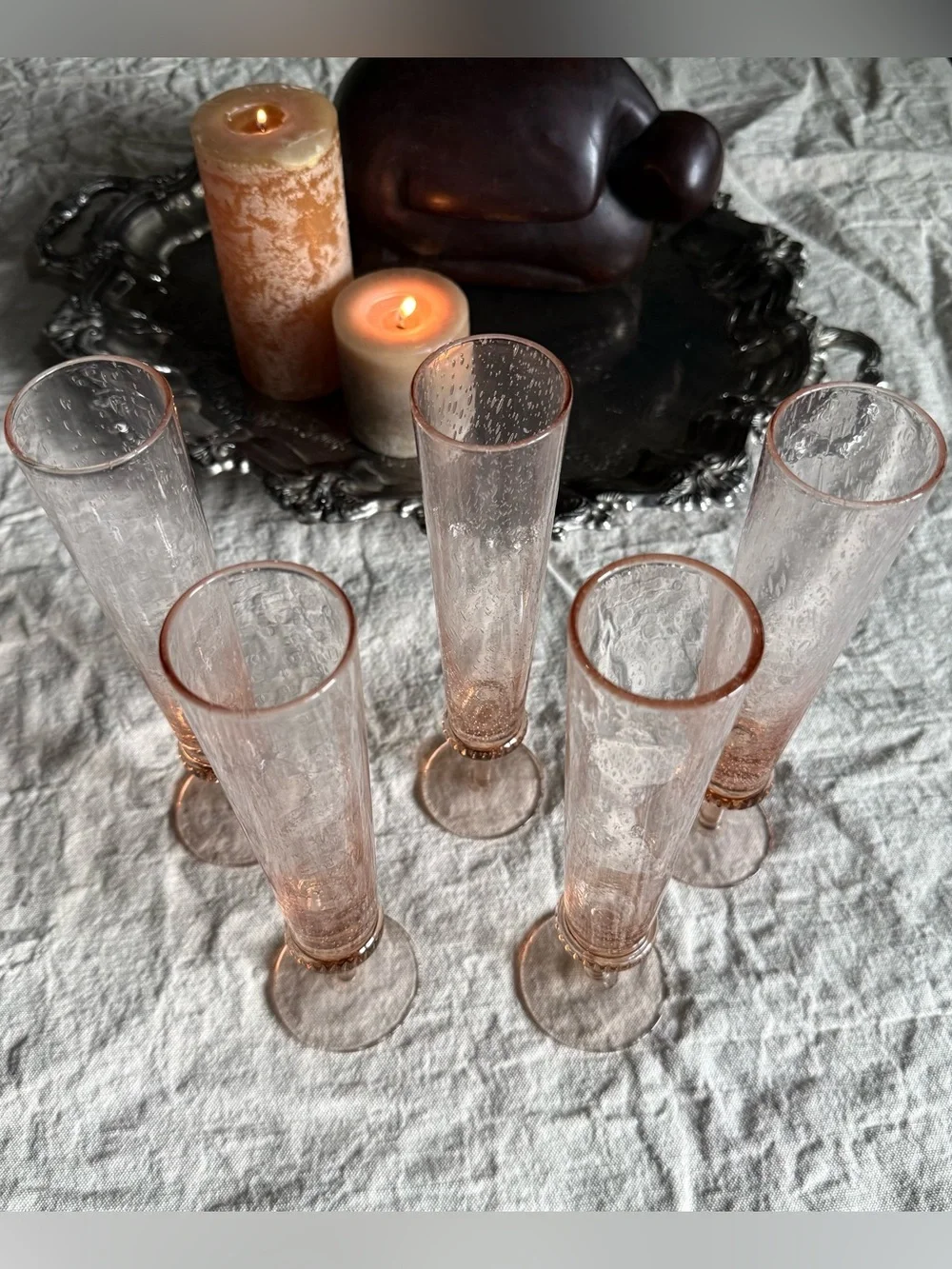 Anthropologie Amparo Champagne Flutes Set of 5 Blush Pink